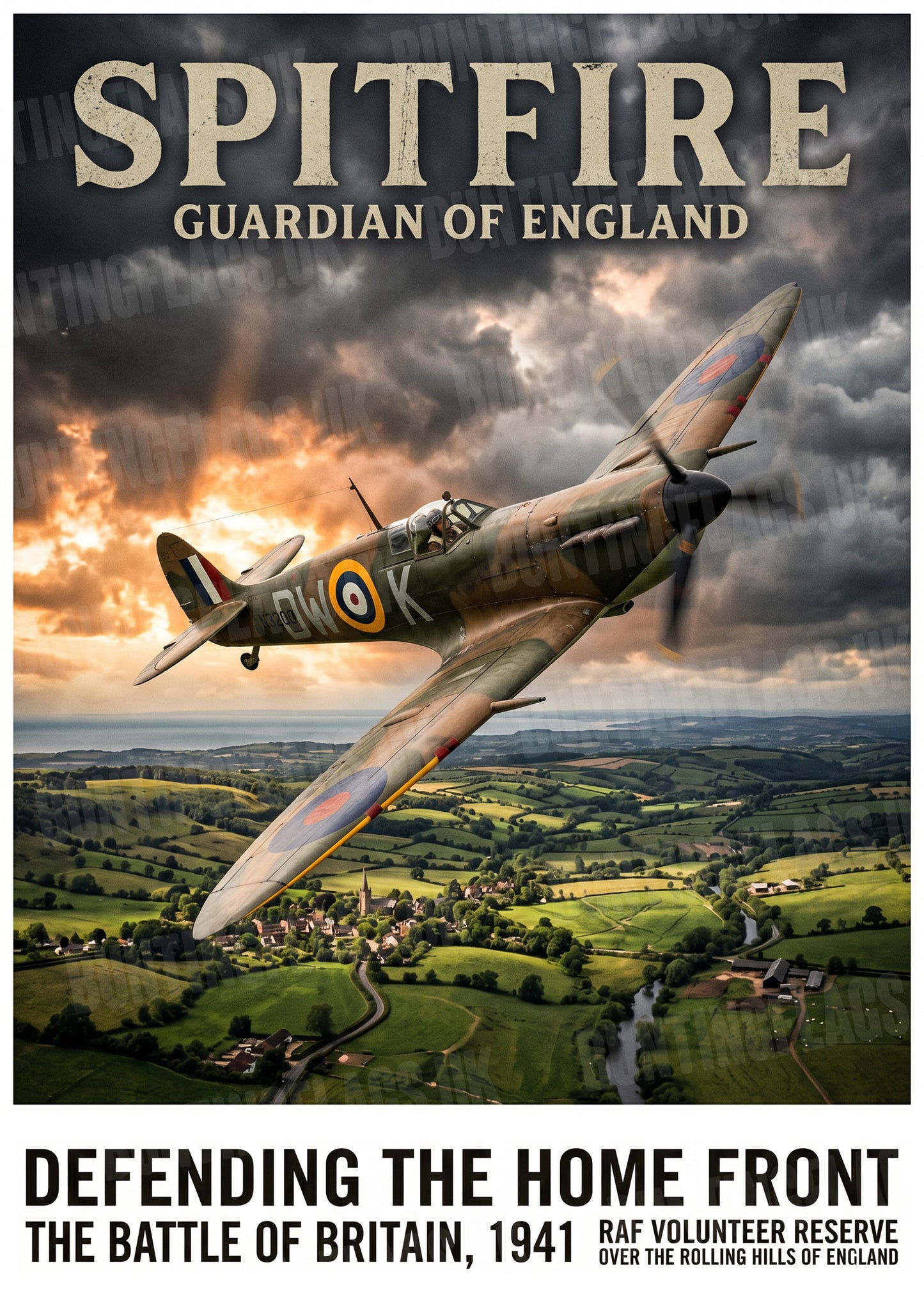 Spitfire – Guardian of England – The Battle of Britain – Vintage Aviation Poster
