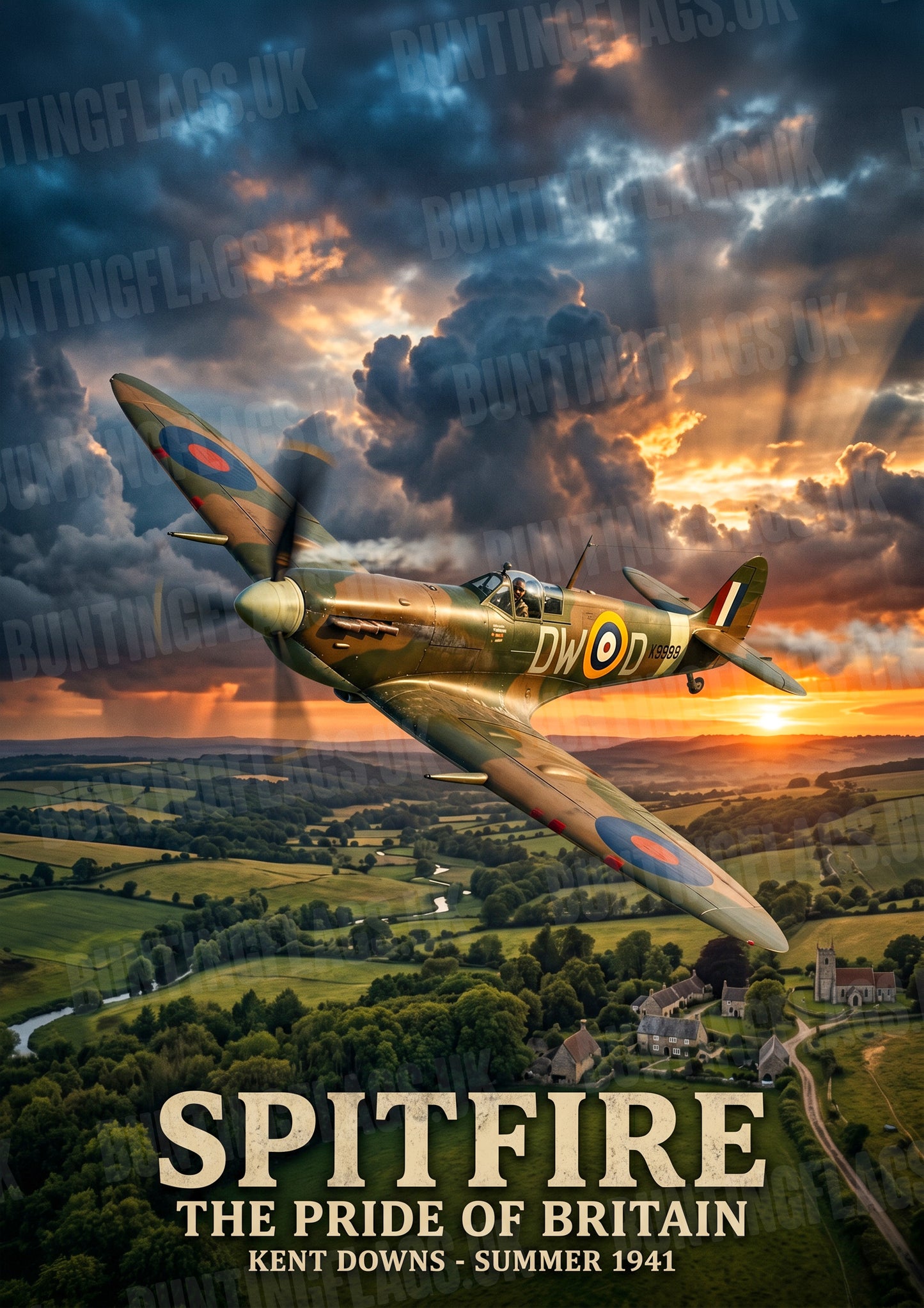 Spitfire – The Pride of Britain – Kent Downs, Summer 1941 – Vintage Aviation Poster