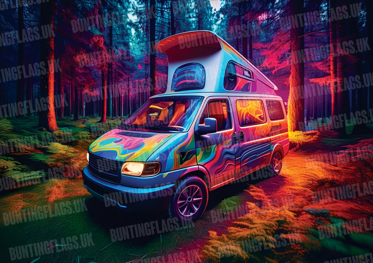 Psychedelic forest T4 Volkswagen camper van wall art poster