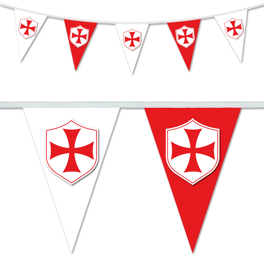 Templar Knights themed triangular bunting. Patriotic, England