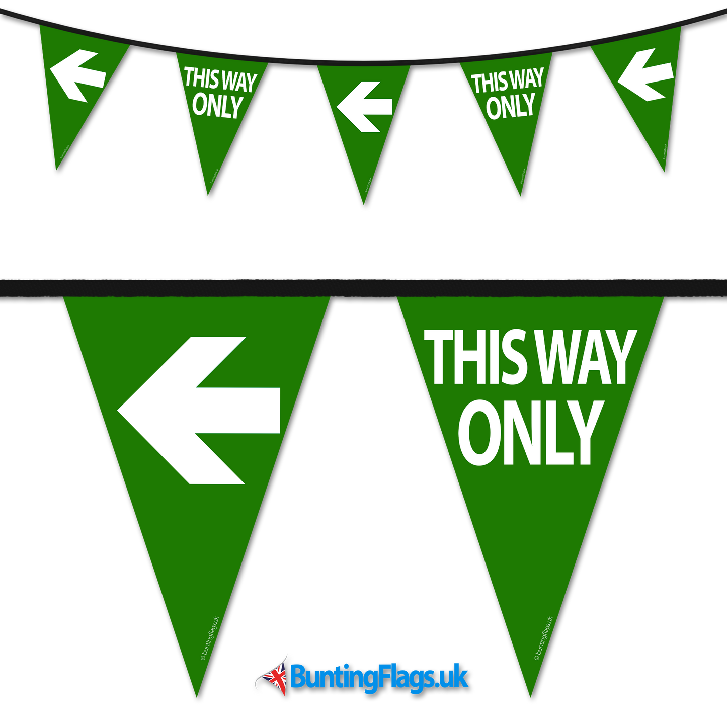 Barrier Bunting - This Way Only Green Left