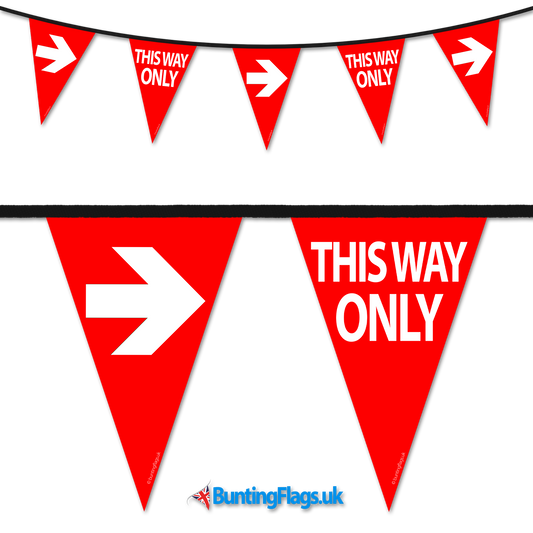 Barrier Bunting - This Way Only Red Right