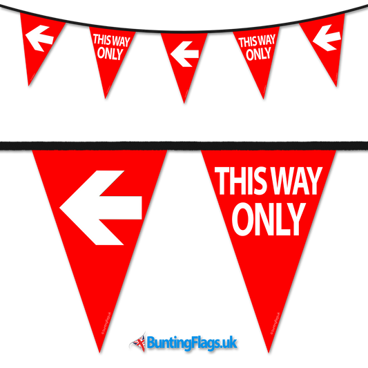 Barrier Bunting - This Way Only Red Left