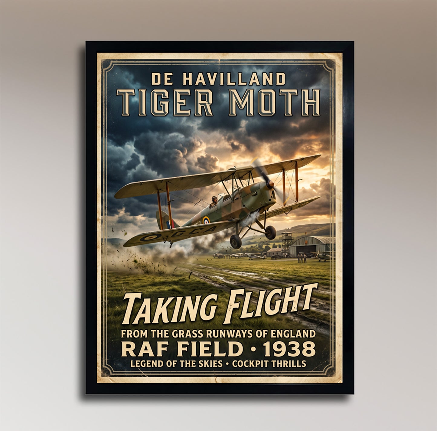 De Havilland Tiger Moth – Taking Flight – Vintage RAF Training Poster