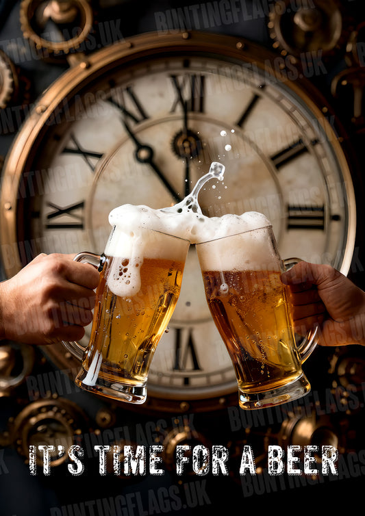 It's Time For A Beer Steampunk Style A3 Poster