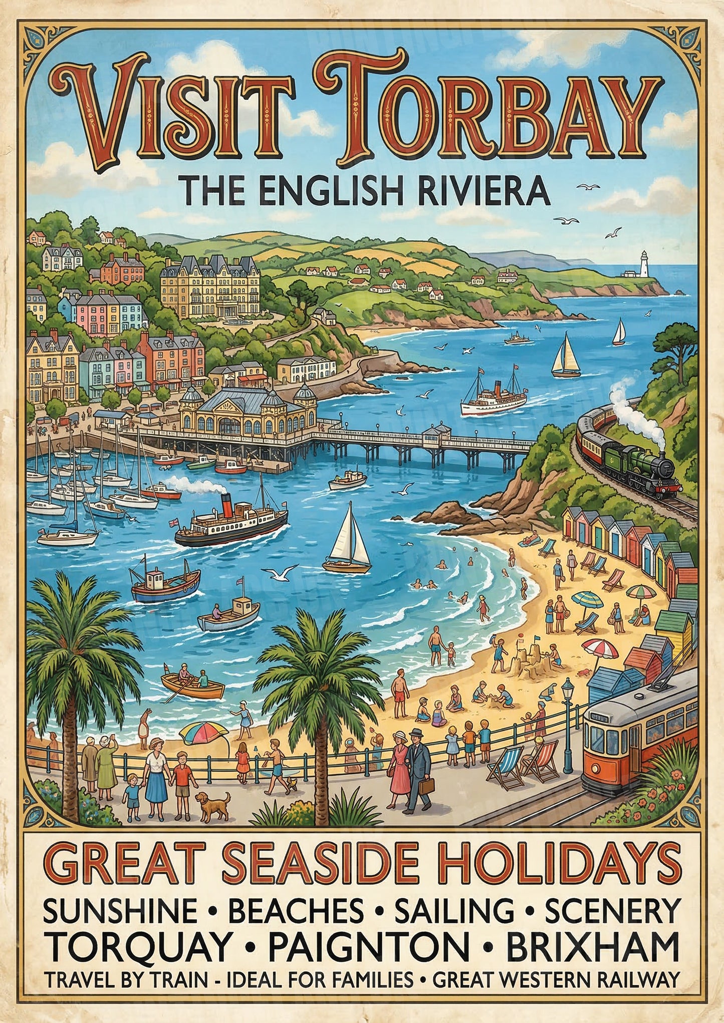 Torbay – The English Riviera – Vintage Travel Poster