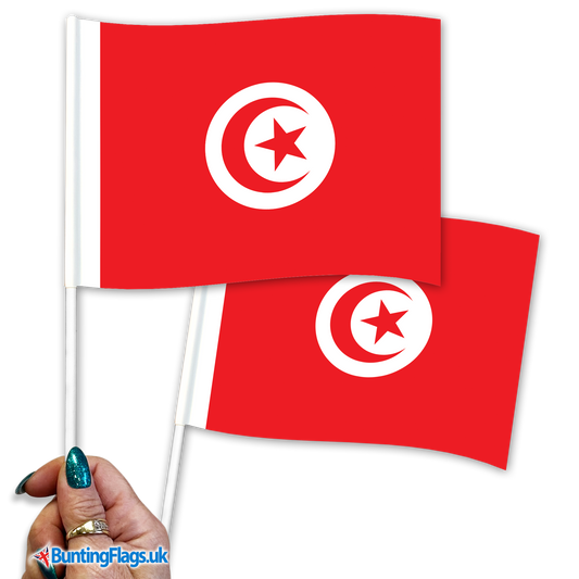 Tunisia hand waving flags
