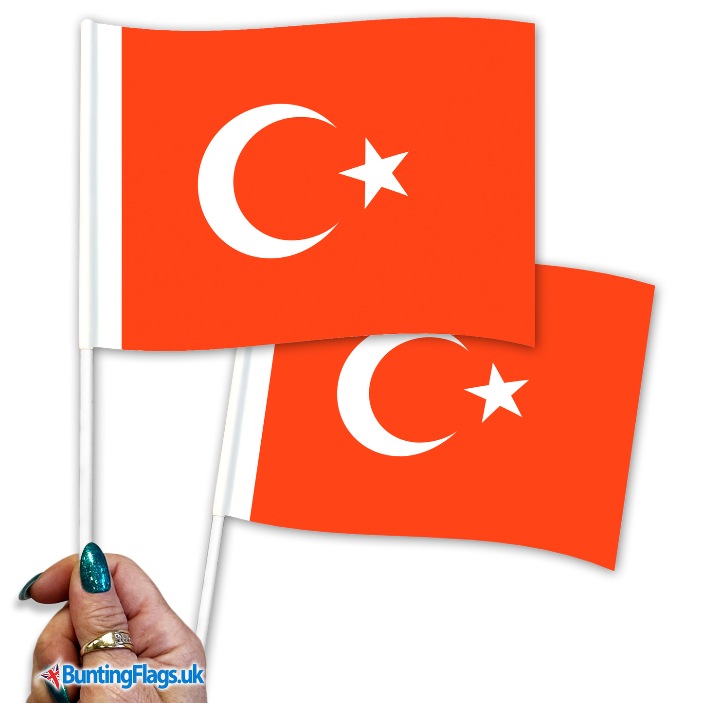 Turkey hand waving flags