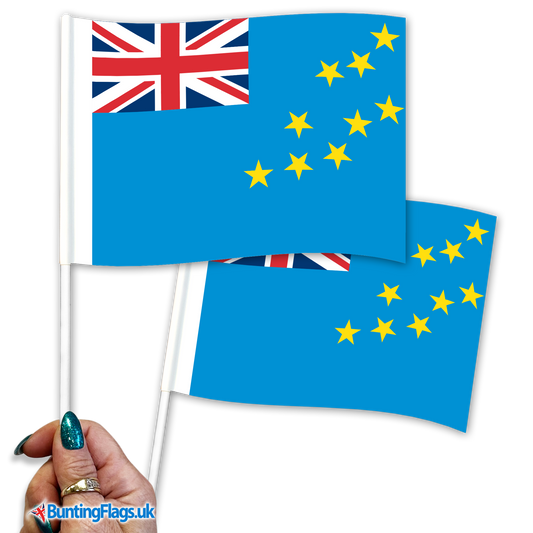 Tuvalu hand waving flags