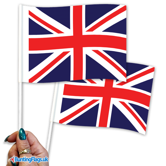 United Kingdom hand waving flags
