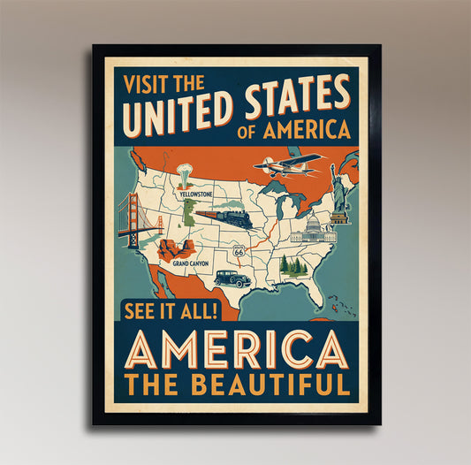 United States: See It All! – Vintage Travel Poster