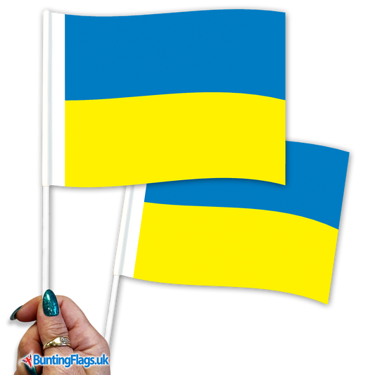 Ukraine hand waving flags