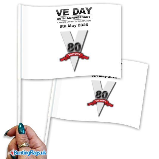 VE Day 80th Anniversary Victory White Hand Waving Flag Pack