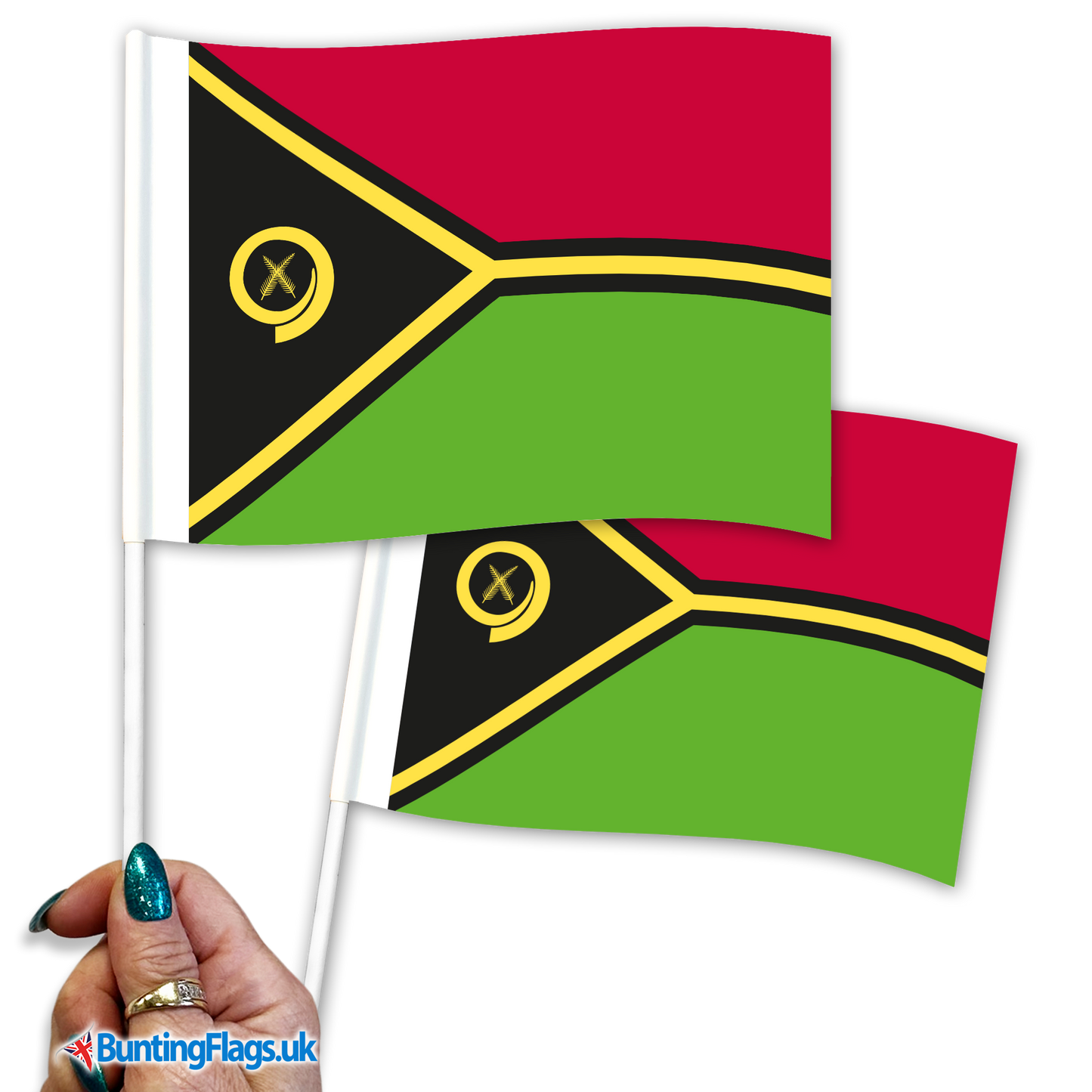 Vanuatu hand waving flags