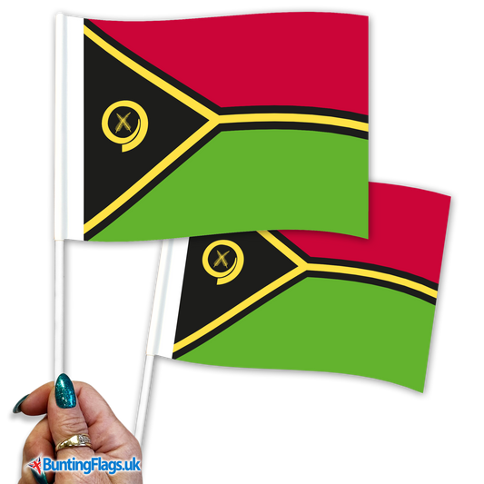 Vanuatu hand waving flags