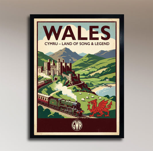 Wales: Cymru – Land of Song & Legend – Vintage GWR Travel Poster