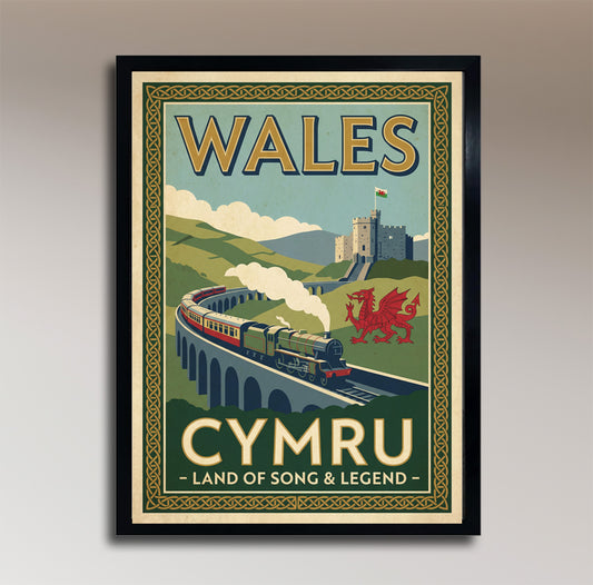 Wales: Cymru – Land of Song & Legend – Vintage GWR Travel Poster V2