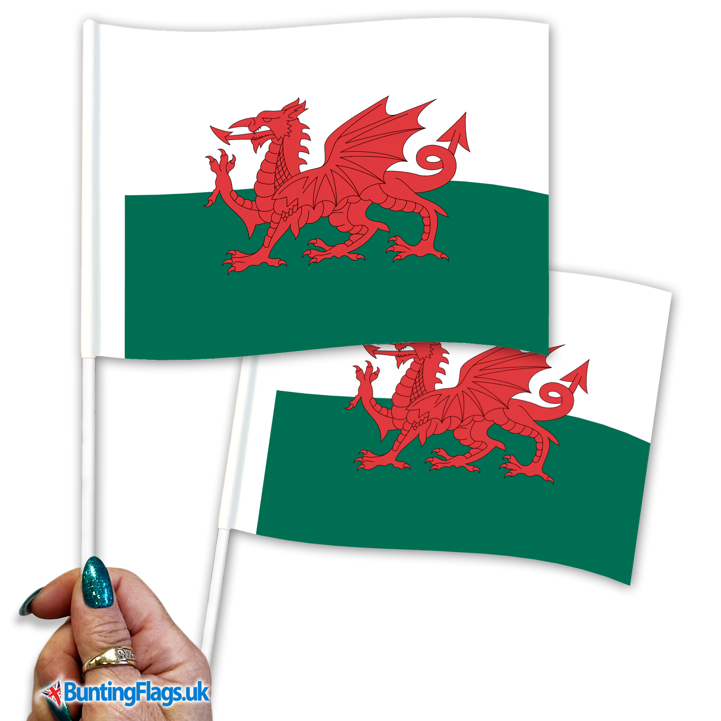 Wales Hand Waving Flags