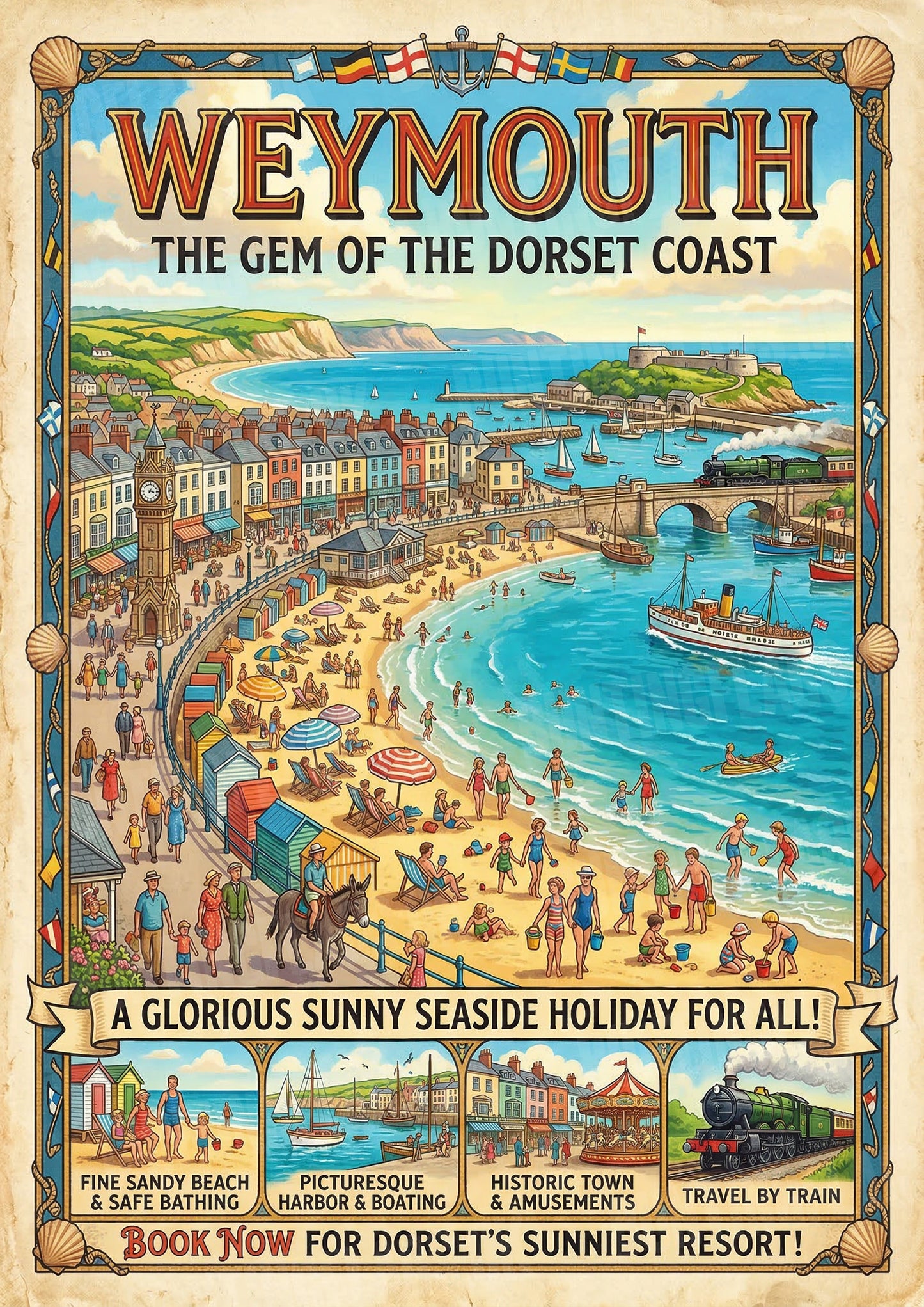 Weymouth – The Gem of the Dorset Coast – Vintage Travel Poster