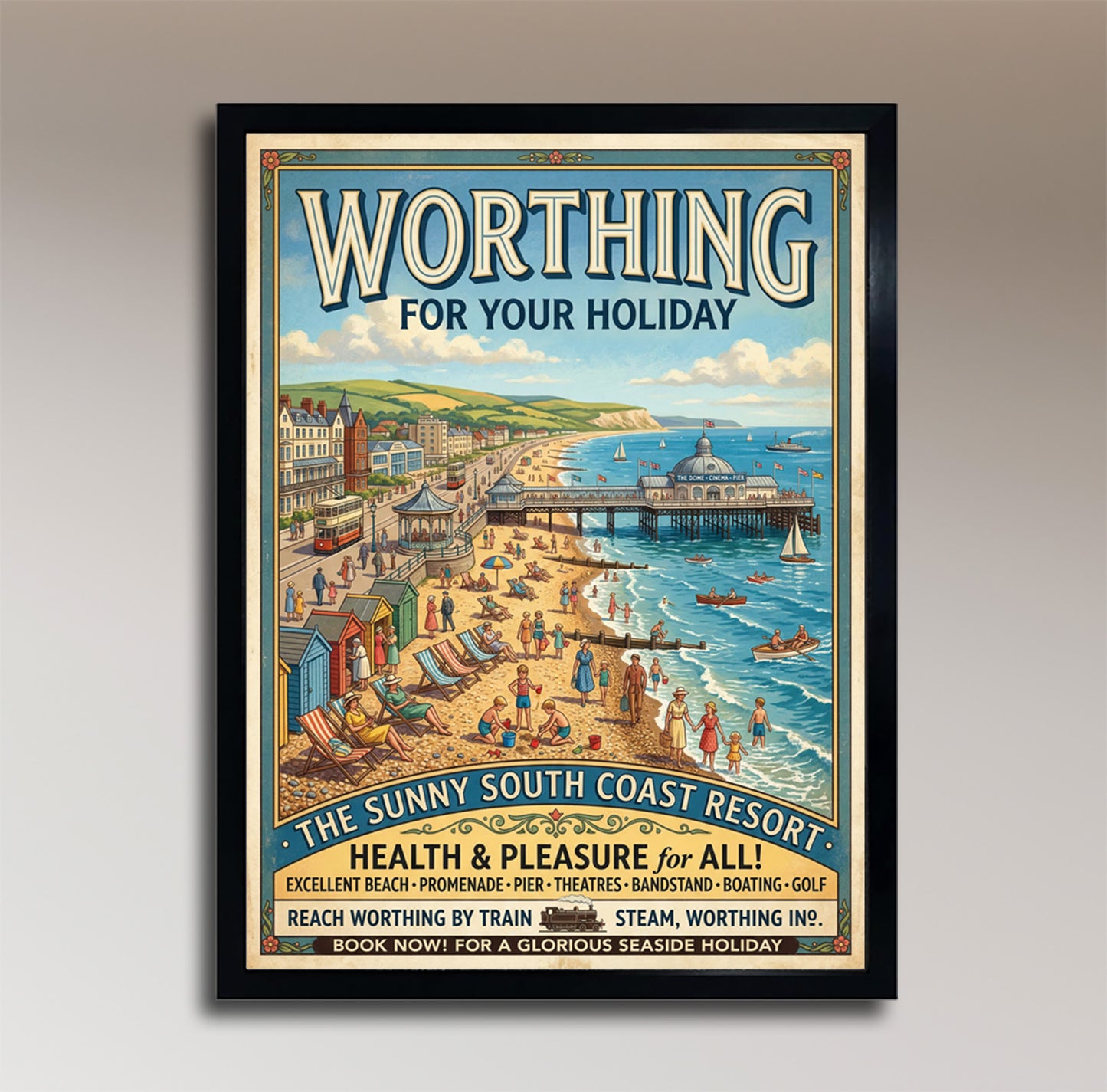 Worthing – For Your Holiday – Vintage Travel Poster