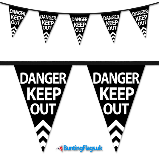 Barrier Bunting - Danger Keep Out Black